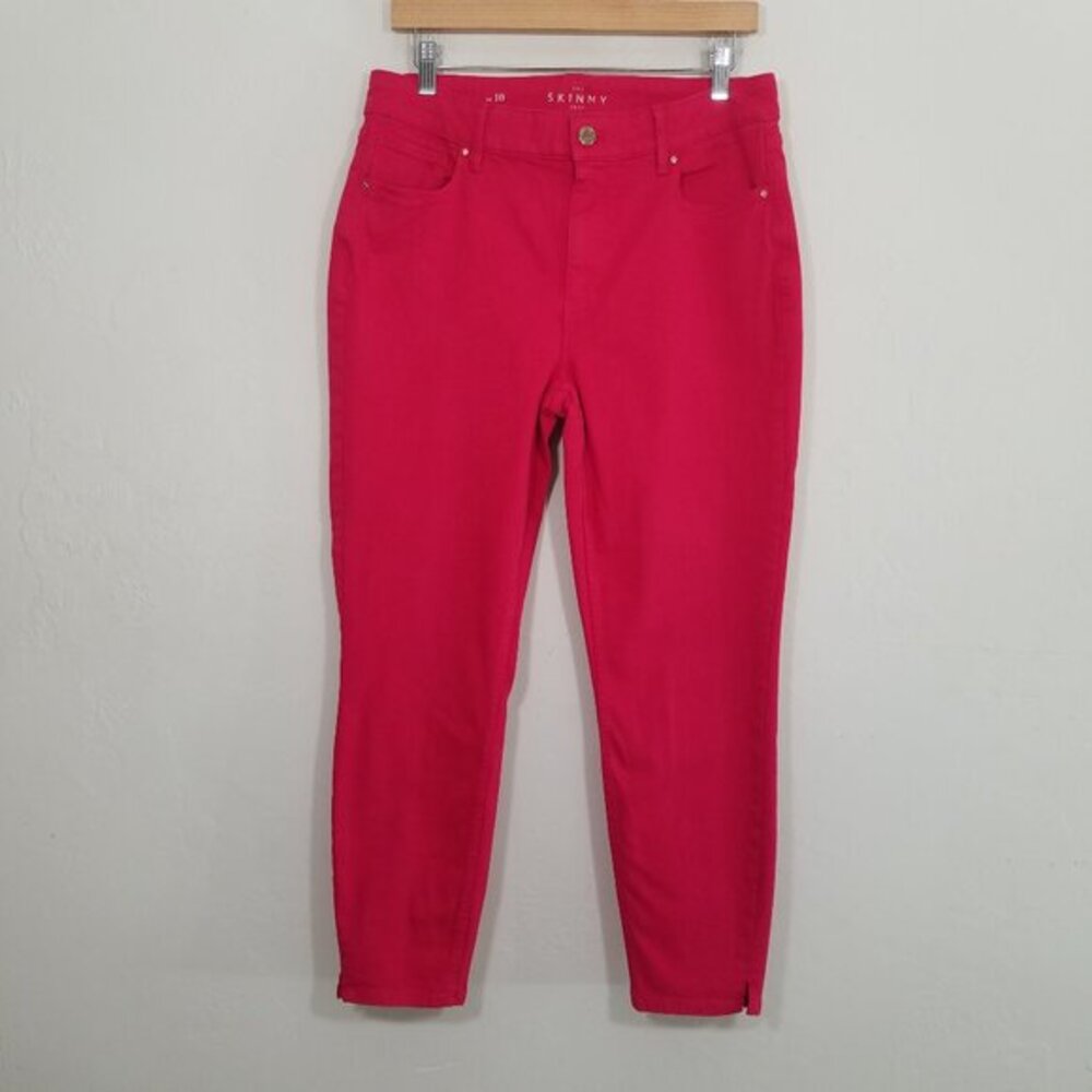 White House Black Market Hot Pink The Skinny Crop Stretch Jeans Pants Size 10